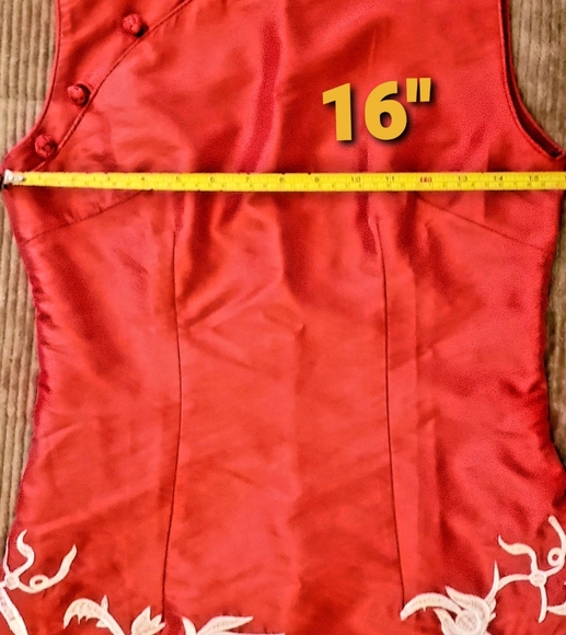 *****SOLD*****         Red Black Embroidered Asian Dress Cheongsam Qipao - Picture 6 of 11